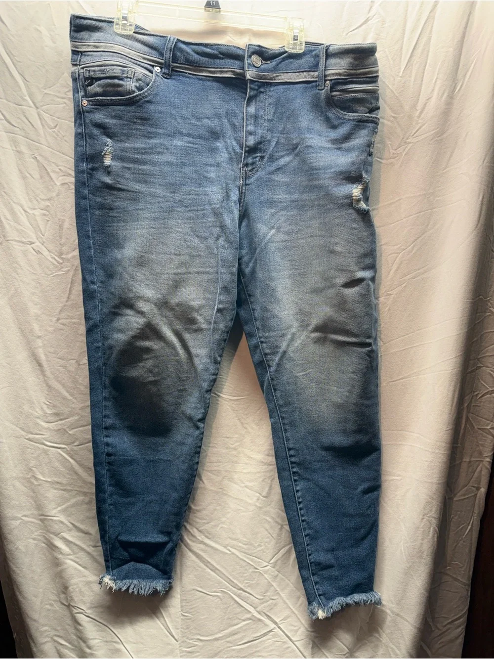 Kancan Jeans Size 20 Distressed Skinny Jeans Raw Frayed Hem Stretch